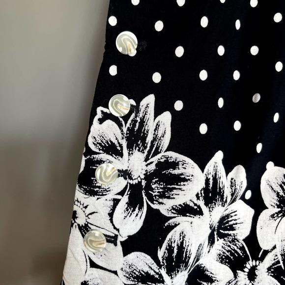 Anthropologie Chesapeake Wide-Legs Black White Polka Dot Floral Pants Size‎ 4 - Picture 9 of 16